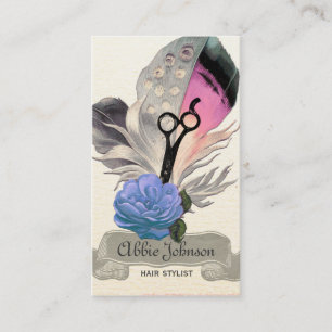Carte De Visite coiffeur vintage de styliste en coiffure de plume