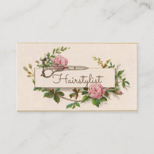 Carte De Visite coiffeur vintage de styliste en coiffure de rose