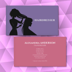 Carte De Visite Coiffeur - Violet & Rose