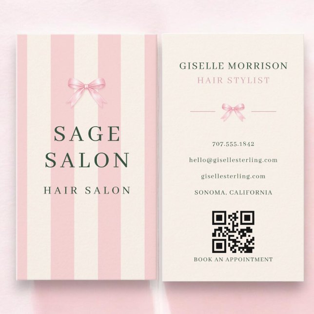 Carte de Visite Coiffeuse avec Code QR et Ruban Ra (Créateur téléchargé)