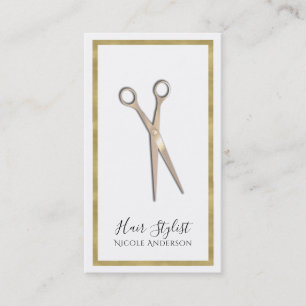 Carte De Visite Coiffeuse Bordure Dorée Minimale Or Rose