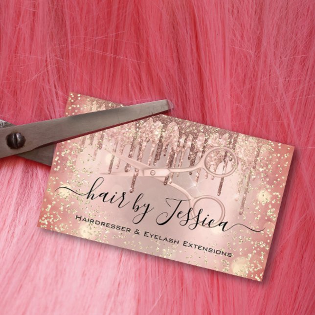 Carte De Visite Coiffeuse Coiffeuse ciseaux Rose Confetti (Créateur téléchargé)
