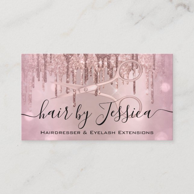 Carte De Visite Coiffeuse Coiffeuse ciseaux Rose Drives Smoky (Devant)