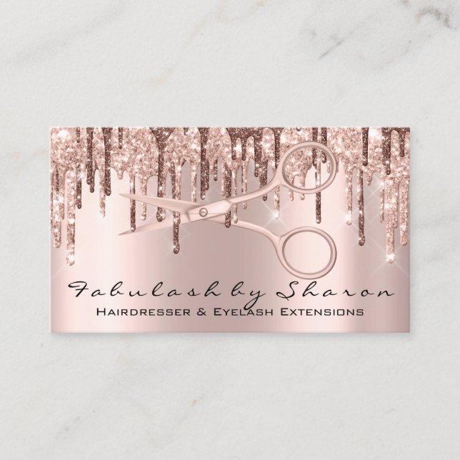 Carte De Visite Coiffeuse Coiffeuse ciseaux Rose Drives VIP (Devant)