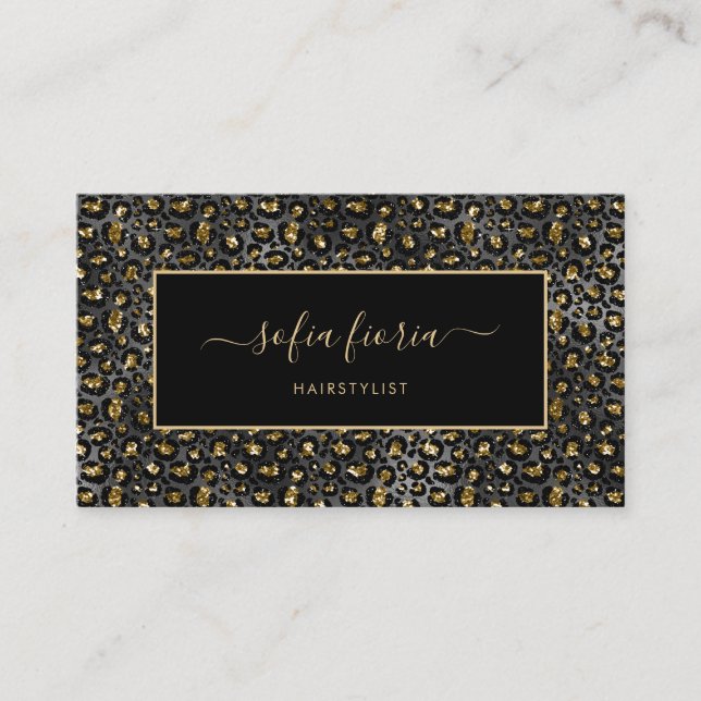 Carte De Visite Coiffeuse de luxe Black Gold Modern (Devant)