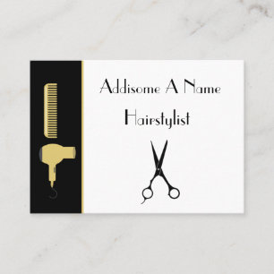 Carte De Visite Coiffeuse d'or Moderne minimaliste noir blanc