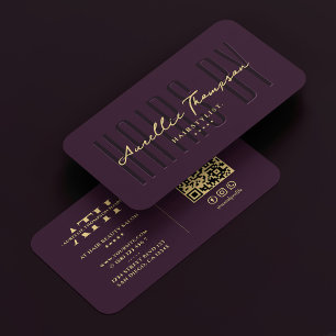 Carte De Visite Coiffeuse Elégante coiffeuse Luxe Violet