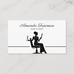 Carte De Visite Coiffeuse femme noire et blanche cool