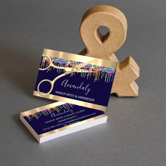 Carte De Visite Coiffeuse Holographe Drives Blue Navy (Créateur téléchargé)