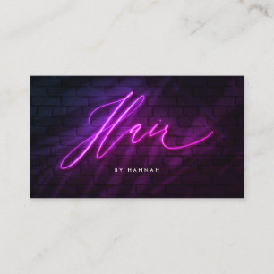 Carte De Visite Coiffeuse Neon Purple Script manuscrit
