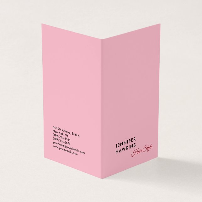 Carte De Visite Coiffeuse professionnelle sobre rose feminine (Extérieur)