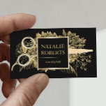Carte De Visite Coiffeuse Styliste Black & Gold Floral Beauté Salo<br><div class="desc">Coiffeuse Styliste Black & Gold Floral Beauty Salon Cartes de visite.</div>