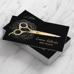 Carte De Visite Coiffeuse Styliste Black & Gold Floral Beauté Salo<br><div class="desc">Hair Styliste Ciseau Black & Gold Flower Salon Cartes de visite.</div>