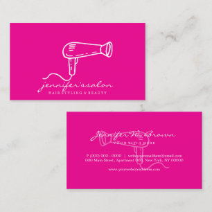 Carte De Visite Coiffeuse Styliste Cheveux Roses Minimal Branding 