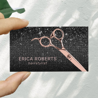 Carte De Visite Coiffeuse Styliste Rose Gold Cisor Black Parties s