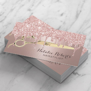 Carte De Visite Coiffeuse Styliste Rose Gold Parties scintillant D