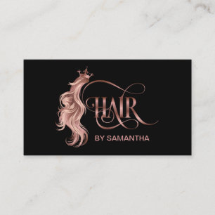 Carte De Visite Coiffeuse styliste rose or typographie extension c