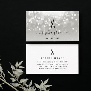 Carte De Visite Coiffure à lumière platine