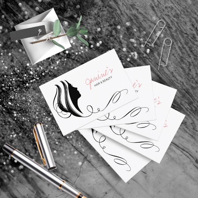 Carte De Visite Coiffure et beauté Silhouette Noir ID873 (Créateur téléchargé)