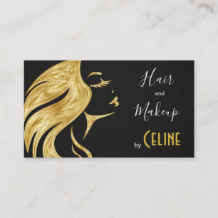 Carte De Visite Coiffure et maquillage noir et or affaires C