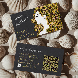 Carte De Visite Coiffure personnalisée QR Code et médias sociaux