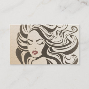 Carte De Visite Coiffure Stylo Extensions cheveux bouclés Sepia Re