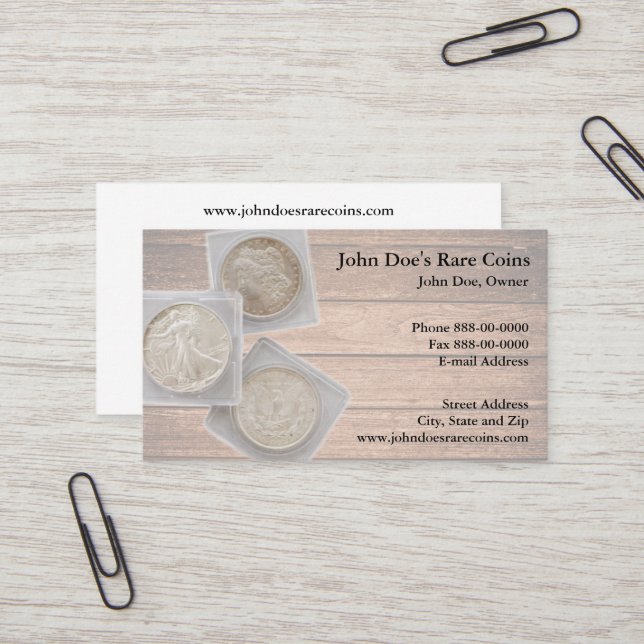 Carte De Visite Coin Dealer Business Card (Devant/Arrière en situation)