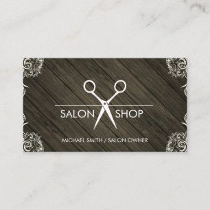 Carte De Visite Coins fantaisie rustique en bois