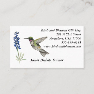 Carte De Visite Colibri et Bluebonnet