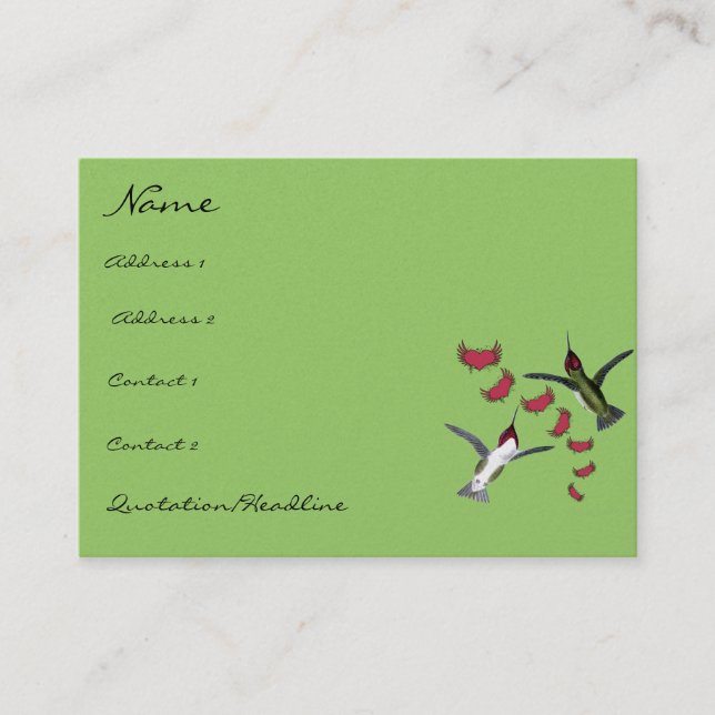 Carte De Visite Colibris Grunge Cœurs avec des Ailes (Devant)