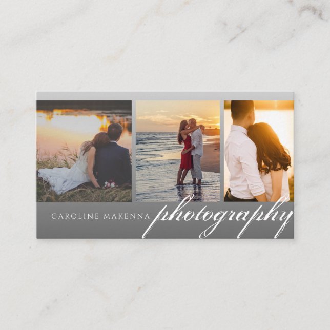 Carte De Visite Collage 3 photo Dark Grey Ombre Photographie (Devant)