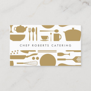 Carte De Visite Collage de cuisine or/blanc