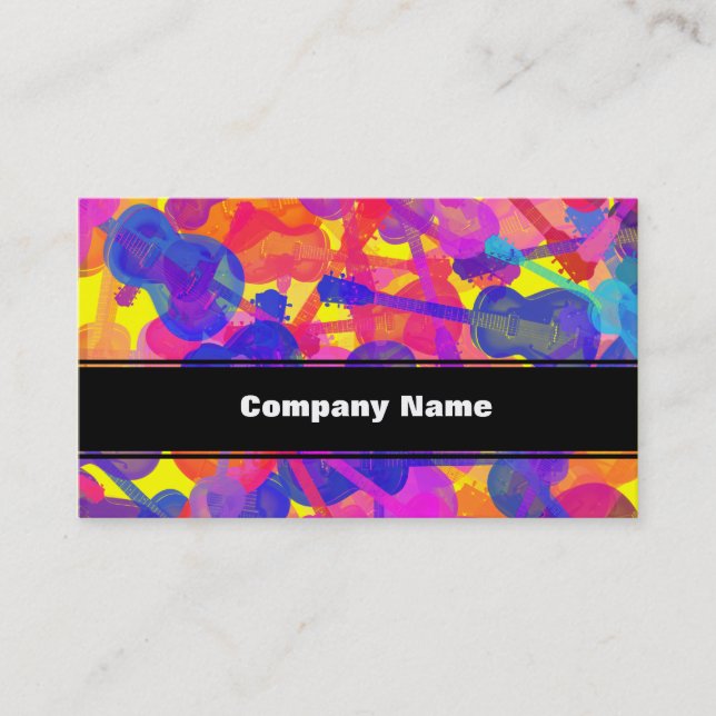Carte De Visite Collage de guitare coloré (Devant)