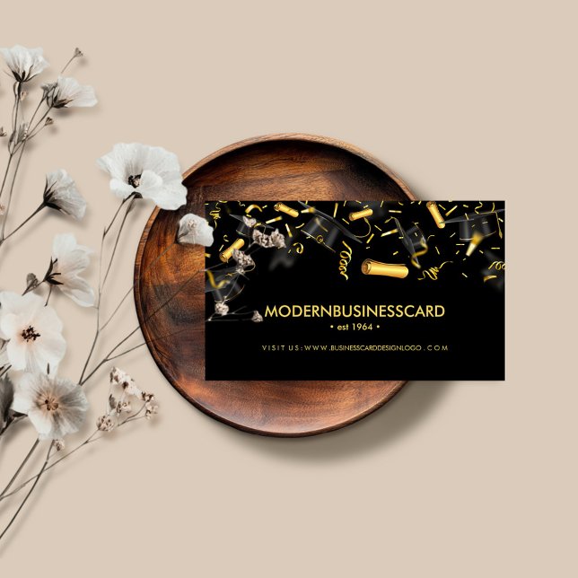 Carte De Visite Collage de l'école de culture de la casquette noir (Créateur téléchargé)