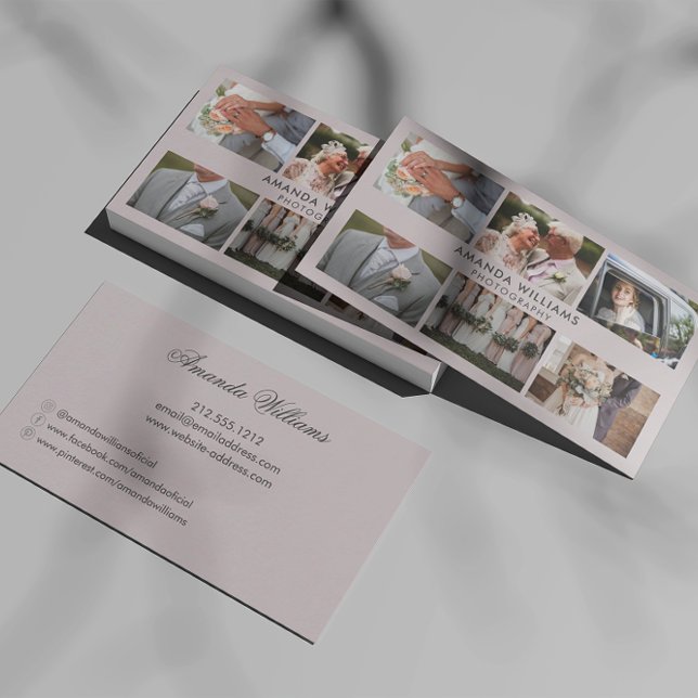 Carte De Visite Collage de photos Blush Photographe/photographe (Créateur téléchargé)