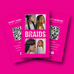 Carte De Visite Collage de photos de tresses écriture calligraphiq