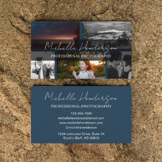 Carte De Visite Collage de photos élégant Photographie professionn