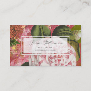 Carte De Visite Collage Floral Camellia vintage