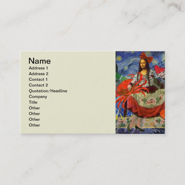 Carte De Visite Collage Nuit étoilée de Mona Lisa : Surréalisme fa (Devant)