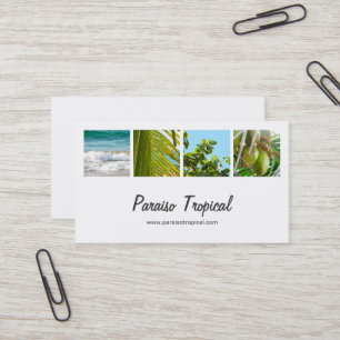 Carte De Visite Collage photo tropical élégant blanc