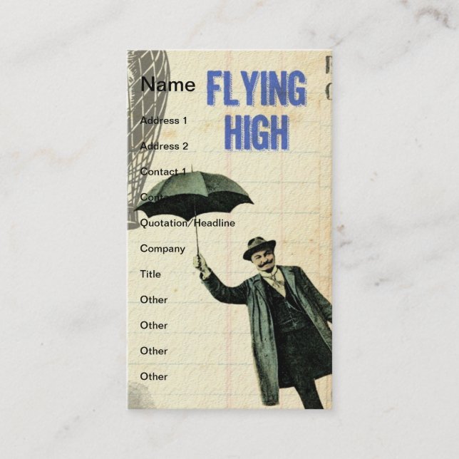Carte De Visite Collage Steampunk Voler en Haute Altitude (Devant)