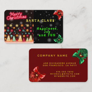 Carte De Visite Collection de Noël Neon tendance