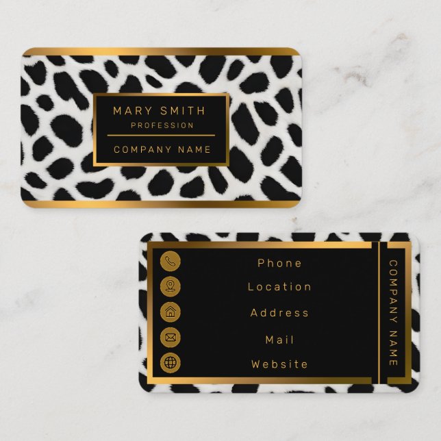 Carte De Visite Collection élégante Leopard blanc tendance de luxe (Devant / Derrière)