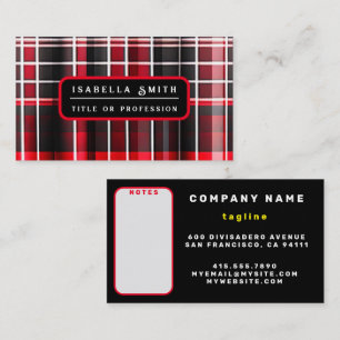 Carte De Visite Collection populaire Abstraite rouge noir plaid