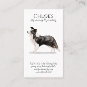 Carte De Visite Collie Bordure Mignonne Pet Sitter Chien Walker