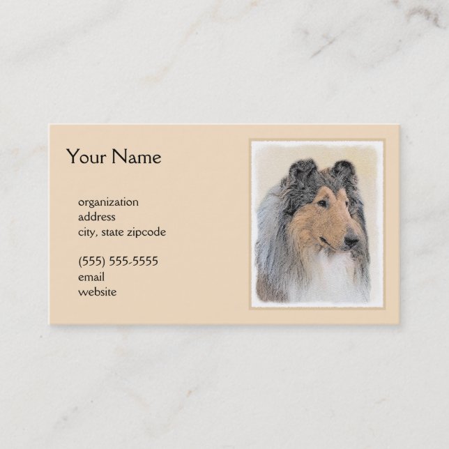 Carte De Visite Collie (Rough) Peinture - Cute Original Chien Art (Devant)