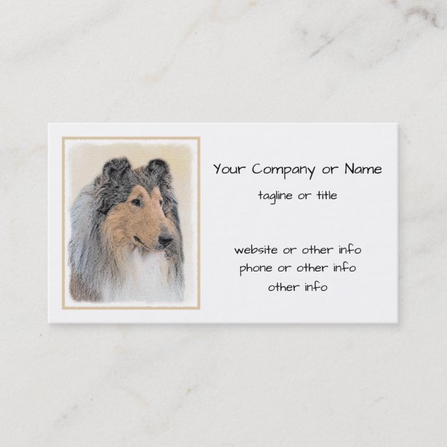 Carte De Visite Collie (Rough) Peinture - Cute Original Dog Art (Devant)