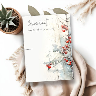 Carte De Visite Collier Chic Red Snow Winter Berries