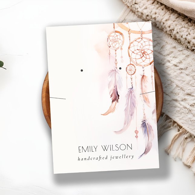 Carte De Visite Collier d'aquarelle Chic Boho Dreamcatcher (Créateur téléchargé)