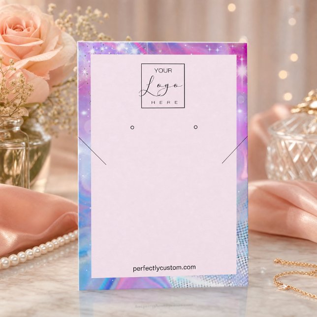 Carte De Visite Collier de licorne holographique Boucles d'oreille (Holographic Unicorn Necklace Earrings Business Card)